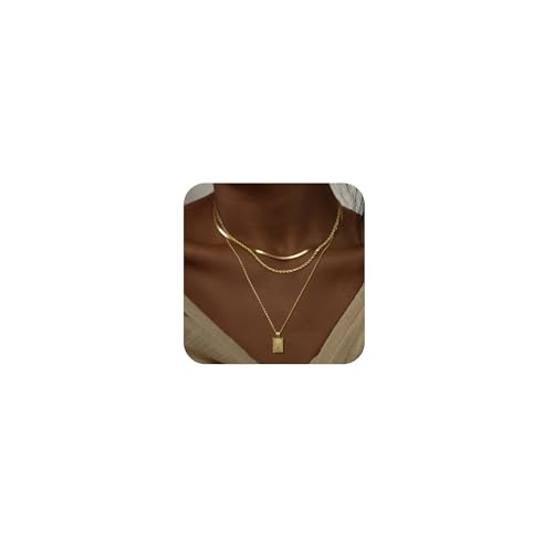 VIROMY Halskette Gold Damen Kette 14K Gold Plattiert Stapelbar Layered Anhänger Halskette Trendy Schmuck Set Geschenke