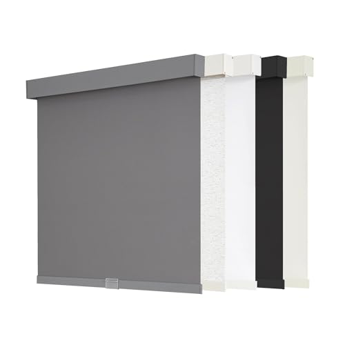 AOSKY Verdunkelnde Rollos ohne Kordel für Fenster mit Stopp-Funktion & Zierleiste - Thermische Isolierung, UV-Schutz, Naturgewebe für Zuhause & Büro (60cm B x 180cm H, Grau)
