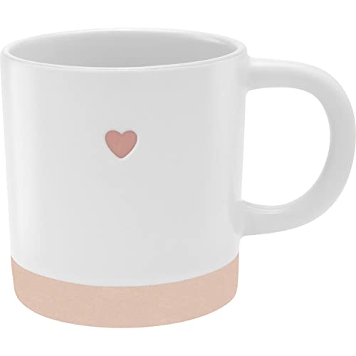 GRUSS & CO Tasse mit graviertem Herz | Kaffeebecher aus Steinzeug, 40 cl, mehrfarbig, rosa | Geschenk Liebe, Geburtstagsgeschenk | 48430