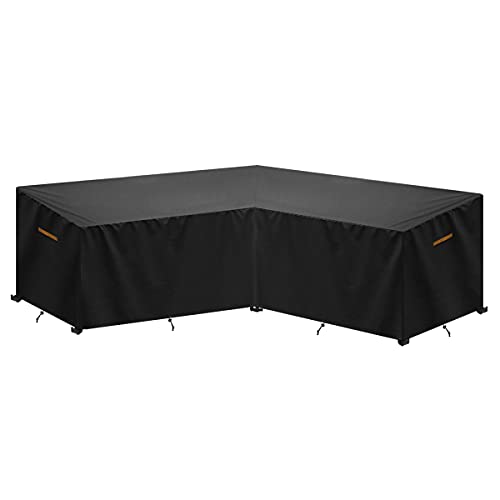 SanGlory Abdeckung für Gartenmöbel L-Form Loungemöbel Abdeckhaube mit Belüftungsöffnungen, Wasserdicht Schutzhülle für Gartenmöbel Sitzgruppe Ecksofa Eck-Loungegruppe Abdeckplane 216x216x85/80cm