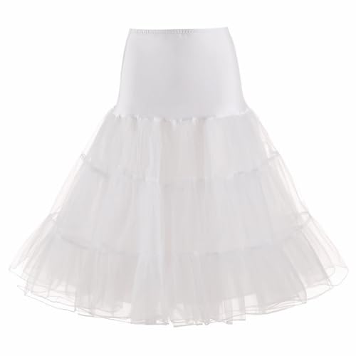 Cadimus Damen Petticoat Unterrock Weiß XL, Kurz Reifrock Vintage, für Abschlussball Abend Brautkleid