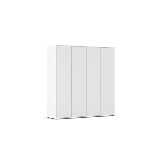Rauch Möbel Nabila Kleiderschrank für Schlafzimmer, Kinderzimmer, Jugendzimmer, Flur, 4-türig, Push-to-Open, mit Zubehör Basic, Farbe Weiß, Breite 187 cm