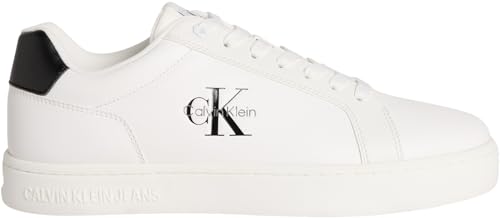 Calvin Klein Herren Cupsole Sneaker Classic Mono aus Leder, Weiß (Bright White/Black), 43