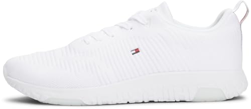 Tommy Hilfiger Herren Runner Sneaker Corporate Knit Rib Runner Sportschuhe, Weiß (White), 46