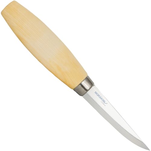 Morakniv 106 Karbonstahl Holzschnitzmesser mit Scheide, 8,25 cm M-14027, Holz