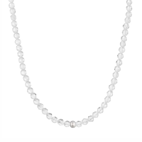 BERGERLIN Bergkristall Halskette echt - durchsichtige Bergkristall Kette - Silber - M-L