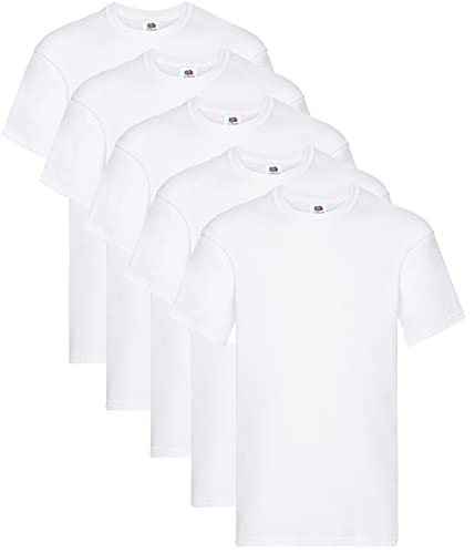 Fruit of The Loom Herren Original T T-Shirt (5er Pack) Gr. L, weiß