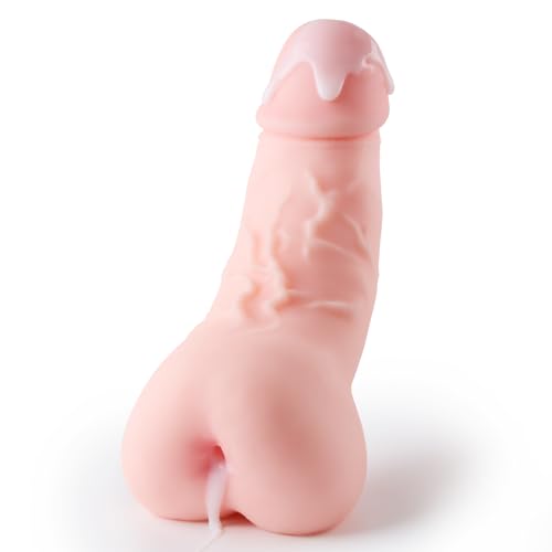 2-in-1 Sexspielzeug für Männer, männlicher Masturbator in Pennis Form, 9-Zoll realistischer Dildo mit penetrierbarem Pee-Loch und Anus, Pocket Pussy mit Bällen und Venen, Rosa