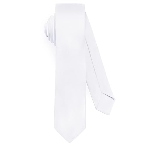 URAQT Herren Krawatten, Satin Elegant Krawatte 5 cm für Herren, Klassische Hochzeit Schlips für Büro Oder Festliche Veranstaltungen, Weiß