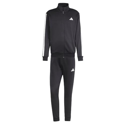adidas Herren SPORTSWEAR BASIC 3 STRIPES TRICOT TRACKSUIT, Black, XXL Short