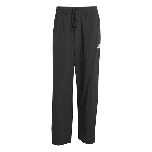 Adidas Men's Essentials SMALL Logo Woven Open Hem Pant, Black/White, L