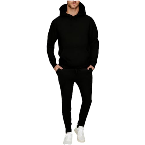 Jogginganzug Herren Lang Trainingsanzug Sportanzug Baggy Sportbekleidung Zweiteiler Outfit 2-Teilig Sportjacke und Jogginghose Casual Hausanzug Bequemer Tracksuit Loose Fit Laufanzug