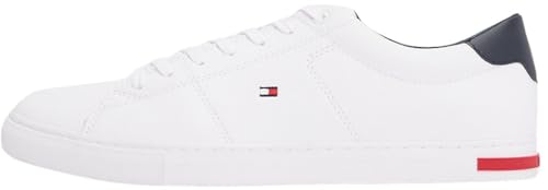 Tommy Hilfiger Herren Vulcanized Sneaker Essential Leather Detail Schuhe, Weiß (White), 43