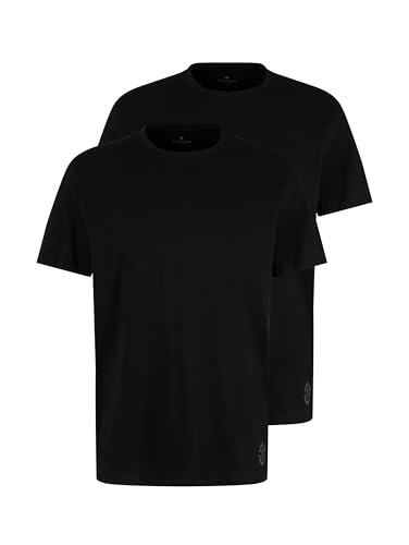 TOM TAILOR Herren Crewneck T-Shirt im Doppelpack, 29999 - Black, XL
