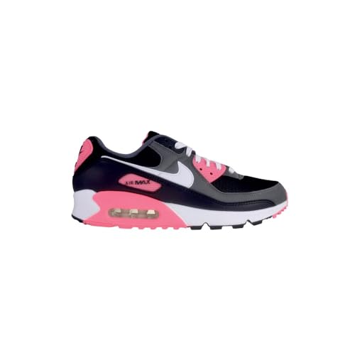 NIKE Air Max 90 Herren Sneaker, Schwarz Weiß Eisen Grau Sunset Pulse, 44.5 EU