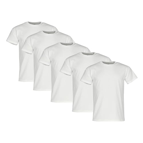 Fruit of the Loom Heavy Cotton Tee Shirt 5er-Pack Herren, Weiß (White), L