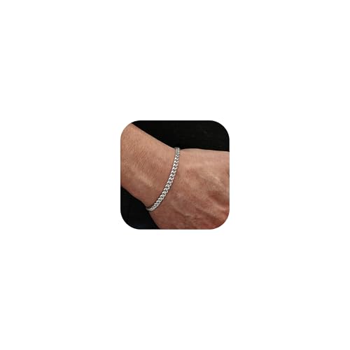 YADOCA 925 Silber Herren Armbänder für Männer Cuban Figaro Curb Link Kette Silber Armband 19cm Herrenschmuck Geschenke für Papa Freund Ehemann Sohn