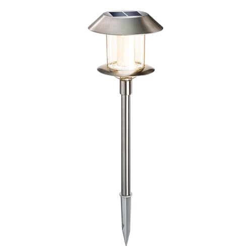 Esotec Solarleuchte Swing, Duo Color, LED Stableuchte, Akku, Steckleuchte, Gartenstecker, Solarleuchte, Stecklicht, Solarstecker, Solarfackel, H=38cm, Edelstahl, Metall, wetterfest, outdoor, 102070