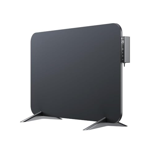 BR Bringer Metall Infrarotheizung 450 Watt mit Smart Thermostat und Fernbedienung, WIFI & App - als Wandheizung oder mobiles Standgerät bis 10m², Energiesparend - Deutsche Qualitätsmarke (schwarz)