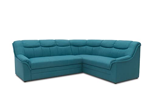 DOMO. collection Ecksofa Berlin, Zeitlose Eckcouch mit hochwertiger Federkern-Polsterung, Sofa in L-Form, 3 Sitzer Links, Couch 205 x 250 x 89 cm, Petrol