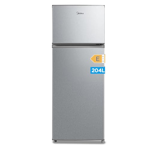 Comfee RCT284DS2 Kühl-/Gefrierkombination/Gefrierteil oben/176 kWh/Jahr/143cm Höhe/LED Licht/Reversibles Türscharnier/Silber