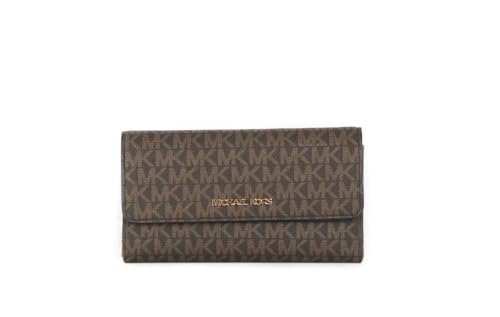 Michael Kors Jet Set Damen Reisebrieftasche groß dreifach klappbar, Braun, Large, Geldbörse mit 3 Klappen
