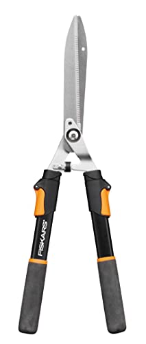 Fiskars Teleskop-Heckenschere, SoftGrip-Griffe, Hochwertige Stahl-Klingen, Länge: 63 - 83 cm, Schwarz/Orange, HS13, 1027527