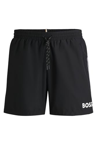 BOSS Herren Starfish Schnell trocknende Badeshorts mit Logo-Print Schwarz001 L