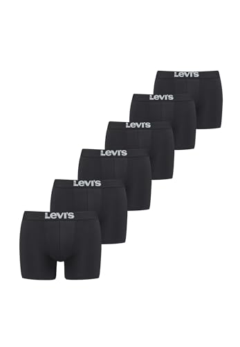 Levi’s Einfarbige Basic-Boxerslips, atmungsaktive Herrenunterwäsche aus Bio-Baumwolle mit elastischem Bund und doppelter Einlage, keine hochrutschenden Beinöffnungen, 6er-Pack
