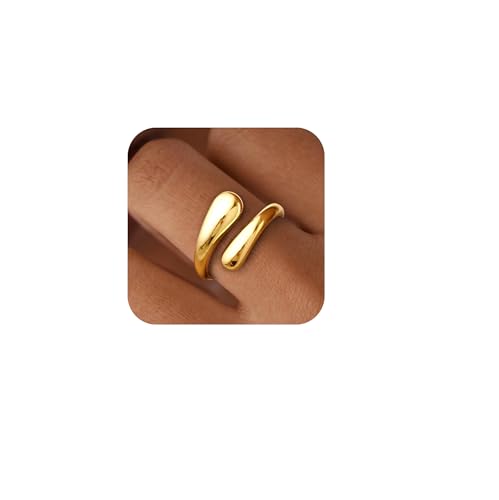 HARJJME Ringe Gold Silber für Damen Frauen Edelstahl Ringe Wasserfeste Verstellbare Statement Goldene Stapelringe Daumenring Fingerring Ehering Modeschmuck Geschenk Teenager Mädchen