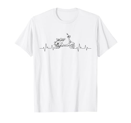 Zweitakt Mofafahrer Motorrad Scooter Geschenke Moped Herzschlag EKG Puls Mofa Roller Herren T-Shirt Weiß S Polo Kurzarm Klassische Passform 100% Baumwolle Herzschlag Design