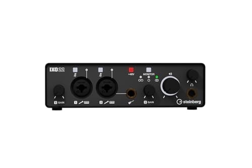 Steinberg IXO22 2 x 2 USB 2.0 Audio-Interface mit zwei Mikrofonvorverstärkern, inklusive Cubase AI und Cubasis LE Software-Paket, Schwarz