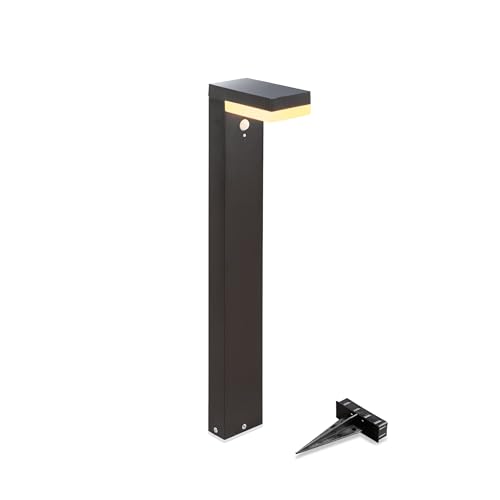 esotec PIR-Standleuchte für außen Nala 70 | Aluminium-Gehäuse | LiFePO4 Akku | Bewegungsmelder LED-Solarleuchte Außenleuchte Gartenbeleuchtung Gartendeko | IP44 metall schwarz H=70cm 102932
