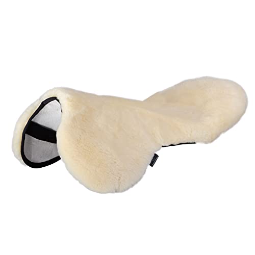 Werner Christ Horse Sattelsitzbezug Englisch aus echtem Lammfell für komfortabel gepolstertes Reiten, Gr. Warmblut für Pferde-Sattel 15,5-17,5“, Fell in Natur