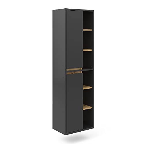 Vicco Badschrank Anthrazit Viola 50x170x33 cm - Wäscheschrank, Leichte Reinigung des Bodens Dank wandhängender Montage