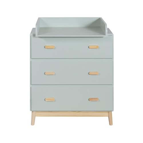 Rebecca Mobili Kommode mit Wickeltisch, Wickeltisch Kommode, Aqua Grün Braun, Kiefern MDF, Kompakt, mit Abnehmbarem Wickeltisch - Maße HxBxT: 100 x 80 x 42 cm - Art. RE6985
