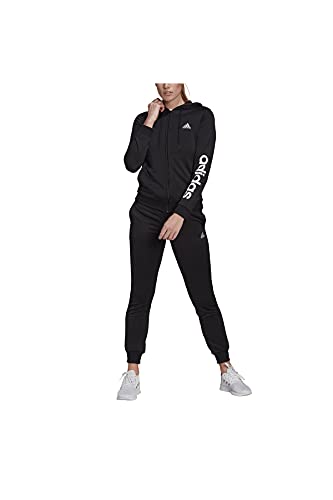 adidas Damen Essentials Logo French Terry Trainingsanzug, Black/White, M