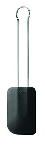 RÖSLE Teigschaber, Hochwertiger Teigspachtel als Back und Kochhelfer, strapazierfähiges Silikon,-30°C bis +200°C, schwarz, extra groß,Edelstahl 18/10, spülmaschinengeeignet,32 x 6,8 x 1,2 cm, 1er Pack