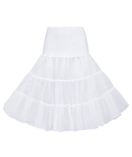 Wikoan Petticoat Reifrock Kurz Unterrock Damen Rock Unterröcke für Damen Pettycode Reifrock Vintage Weiß XXL