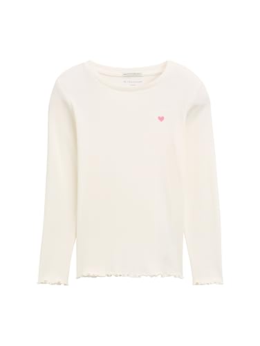 TOM TAILOR Mädchen Kinder Basic Langarmshirt mit Rippstruktur,12906 - Wool White, 104/110