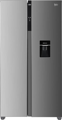 Beko GNO5322WDXPN Side-by-Side, Kühlschrank, Gefrierschrank, 532 l Gesamtvolumen, 347 Liter Kühlbereich, 185 Liter Gefrierbereich, Multifunktionsdisplay, NoFrost, Wasserspender, Edelstahl