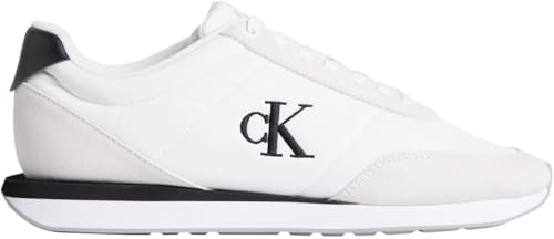 Calvin Klein Herren Runner Sneaker Retro Mix mit Logo, Weiß (Bright White/Black), 43