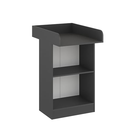 KOMTO Wickelkommode Anthrazit - Wickeltisch Schmal, Baby Kommode mit Wickelaufsatz abnehmbar, Baby Changing Table | Lulliblox M1