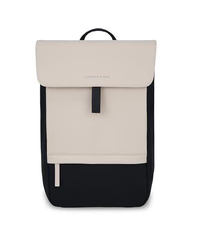 Kapten & Son Rucksack Fyn Classic Cream Black 11 L | Rucksack Damen & Herren Creme Schwarz| Tagesrucksack mit 14