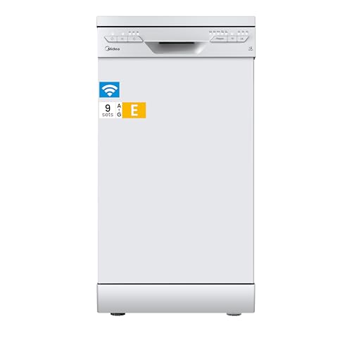 Midea SF 3.45NW PRO Geschirrspüler 45 cm Freistehend und Unterbaufähig, 9 Maßgedecke, Spülmaschine mit WLAN, 5 Programme, Höhenverstellbarer Oberkorb, 47 dB, Weiß
