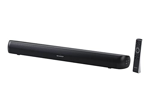 SHARP HT-SB107 90 W Bluetooth Soundbar – schlanker TV-Lautsprecher mit kabellosem Musikstreaming, kraftvollem Heimklang, sattem Bass, wandmontierbar, optischer & AUX-Anschluss