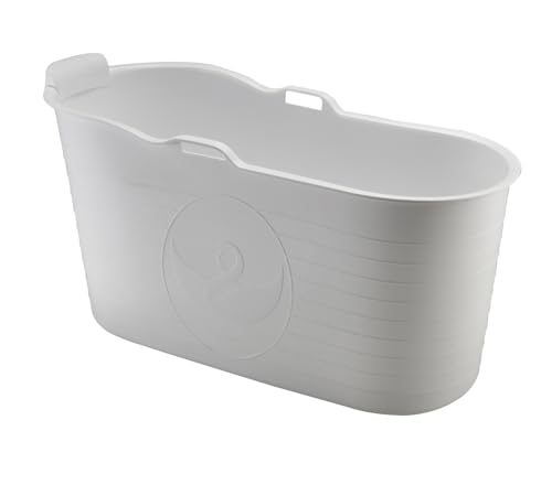 Schwänlein® Mobile Badewanne für Erwachsene XL Ideal für das kleines Badezimmer 123 * 53 * 63cm Stylisch und Stimmungsvoll (Weiß)