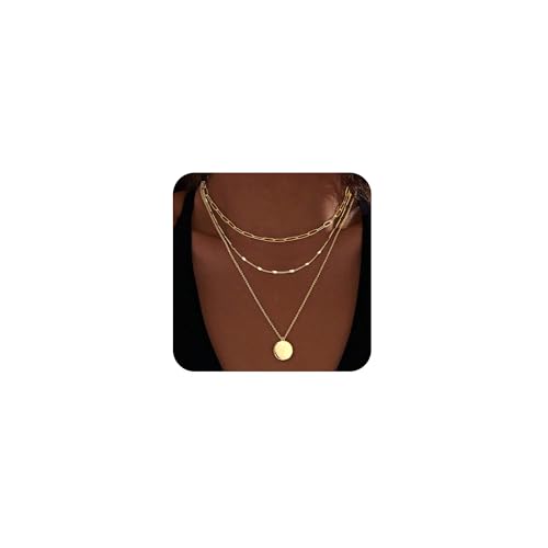 FENNELISA 3Pcs Halskette Damen, Layered Gold Kette Hypoallergen Lange Kette Silber 925 Verstellbarer Wasserfest Goldkette Damen
