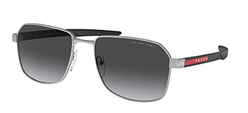 Prada Sonnenbrille Linea Rossa PS 54WS Silver/Grey Shaded 57/18/140 Herren, Silber/Grau Shaded