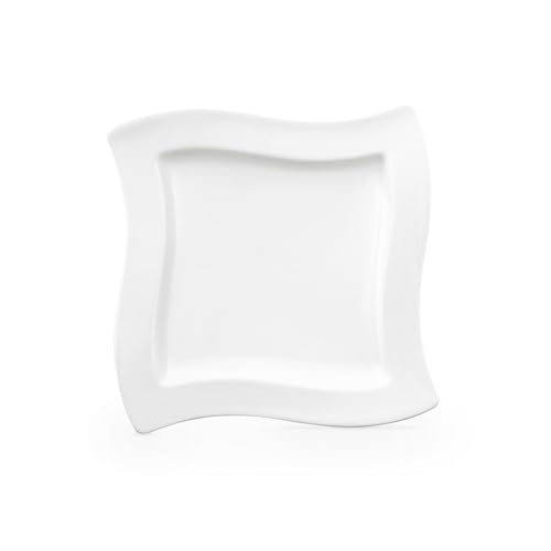 Villeroy & Boch - New Wave Frühstücksteller, Eckiger Teller, Teller Rechteckig Weiß, Grillteller, Kuchenteller, Geschirr Keramik, Essteller, Speiseteller, Premium Porzellan
